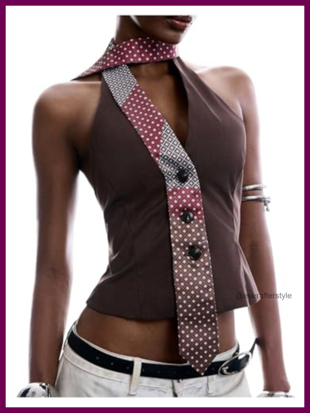 Y2K Halter Neck Backless Button Down Crop Top Fitted Waist Plaid Tie